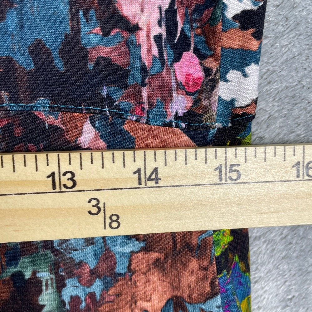 Peruvian Connection Dress Womens M Teal Floral Very Good Sleeveless Tiered Hem - Picture 7 of 9